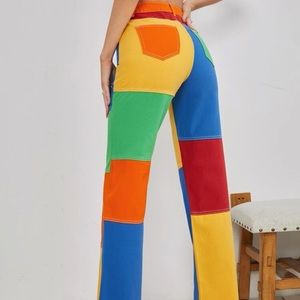 Shein color block wide leg pants